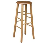 Sgabello legno con seduta rotonda h 80 cm noce chiaro gamba dritte