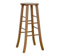 Sgabello legno con seduta rotonda h 80 cm noce chiaro gamba sciabola