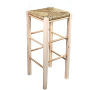 SGABELLO LEGNO SEDUTA PAGLIA ALTEZZA 70 CM GREZZO GIAQUINTO HOME FURNISHING BUONOCORE