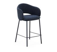 Sgabello Maina in ciniglia blu e gambe in acciaio con finitura blu FSC Mix Credit 65 cm