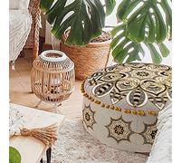 Sgabello marocchino imbottito, copertura ottomana, 60 x 20 cm, boho deco, per animali domestici, con decorazione artigianale, per meditazione, yoga e chic