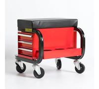 Sgabello meccanico con contenitore per attrezzi, sedile imbottito resistente per il massimo comfort, supporta 204 kg, ideale per riparazioni auto e uso in garage