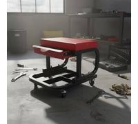Sgabello Meccanico Mobile Ripiani Portaoggetti Sgabello Officina con Ruote