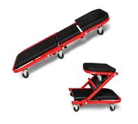 Sgabello Meccanico Pieghevole 2 in 1 per Auto, Sgabello cingolato Imbottito, con Imbottitura Extra per la Testa, 6 Ruote girevoli a 360°, per Officina, Garage di casa.