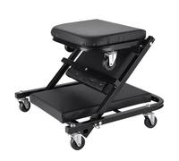 Sgabello meccanico pieghevole da 91,4 cm, con ruote, sedile da lavoro per riparazione auto, sedia da garage portatile per manutenzione auto, sgabello resistente (nero)