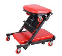 Sgabello meccanico pieghevole da 91 cm, sedile per riparazione auto con ruote, banco da lavoro per manutenzione auto, sedia da officina resistente, sgabello da garage nero