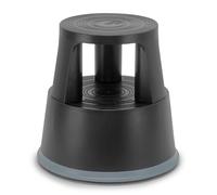 Sgabello mobile con ruote con blocco automatico - 2 gradini antiscivolo altezza 43 cm, plastica rinforzata infrangibile, carico 150 kg, nero certificato TUV - GS