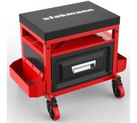 Sgabello Mobile da Officina con Cassetto Porta Attrezzi Sedia Meccanico Utensili