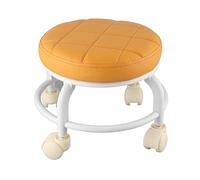 Sgabello moderno con ruote a 360°, poggiapiedi rotondo, altezza regolabile, elegante poggiapiedi per la casa, facile mobilità, ideale per cambiare le scarpe (arancione)