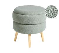 Sgabello Moderno Rivestito in Bou on Contenitore Gambe in Legno Verde Okaton