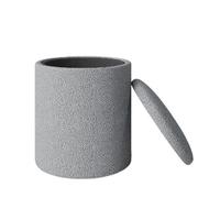 Sgabello moderno rotondo ottomano imbottito per trucco per soggiorno camera da letto grigio Sherpa poggiapiedi sedile