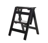 Sgabello multifunzionale in legno pieghevole a 2 gradini per cucina, casa e biblioteca, capacità 150 kg, design salvaspazio (nero)