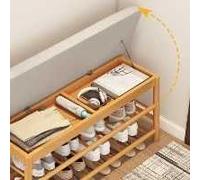 Sgabello multifunzionale per cambio scarpe con cuscino, elegante panca da ingresso e scarpiera, organizer per la casa, perfetto per riporre facilmente le scarpe e per il massimo comfort