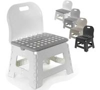 Sgabello Multiuso Salvaspazio Pieghevole Sedia con Schienale Colori Assortiti