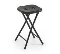Gedy Sgabello bagno richiudibile, Misure e peso: 46,5X26X28 CM & 1,156 KG, Sgabello richiudibile in metallo e resine, Finitura nera, Design R&S, 2 anni di garanzia