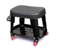 Sgabello Officina in Metallo 4 Ruote Vassoio Porta Utensili Seduta Ergonomica