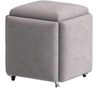 Sgabello ottomano impilabile grigio con ruote girevoli di altezza 45 cm, per soggiorno e camera da letto, design creativo a cubo, soluzione versatile per riporre e sedere