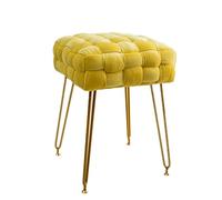 Sgabello ottomano moderno e minimalista per il trucco, quadrato, in tessuto, per camera da letto e soggiorno, decorazione elegante con accento giallo (38 x 38 x 43 cm)