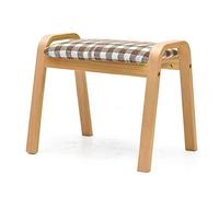 Sgabello ottomano Piccolo poggiapiedi Pouf in tessuto di lino Trucco Poggiapiedi ottomano Camera da letto moderna Sgabello rettangolare con sedile del divano Gambe in legno Sgabello per scarpe (Natura