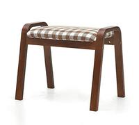Sgabello ottomano Piccolo poggiapiedi Pouf in tessuto di lino Trucco Poggiapiedi ottomano Camera da letto moderna Sgabello rettangolare con sedile del divano Gambe in legno Sgabello per scarpe (Marron