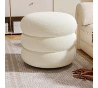 Sgabello ottomano - Poggiapiedi rotondo in bouclé per soggiorno e camera da letto - sgabello compatto imbottito - design moderno Sherpa