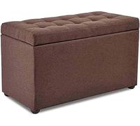 Sgabello ottomano portaoggetti in legno, poggiapiedi per esterni, portatile, per soggiorno e camera da letto, piccolo spazio, colore beige