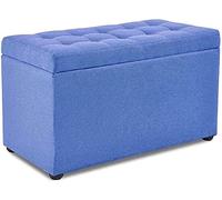 Sgabello ottomano portatile in legno con contenitore piccolo spazio poggiapiedi sedile per soggiorno e camera da letto blu scuro poggiapiedi pouf