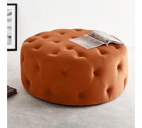 Sgabello ottomano rotondo con poggiapiedi trapuntato, comodo per soggiorno, camera da letto o come tavolino da caffè