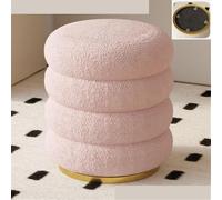 Sgabello ottomano rotondo rosa morbido per il trucco per soggiorno o camera da letto, comodo poggiapiedi con spazio nascosto, perfetto per decorare la casa