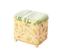 Sgabello ottomano Sgabello portaoggetti in bambù Piccolo poggiapiedi cambiascarpe con coperchio Memory Box Poggiapiedi Sgabello per scarpe con decorazione ottomana in legno fatto a mano (Verde)