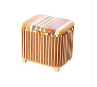 Sgabello ottomano Sgabello portaoggetti in bambù Piccolo poggiapiedi cambiascarpe con coperchio Memory Box Poggiapiedi Sgabello per scarpe con decorazione ottomana in legno fatto a mano (Stripes)