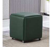 Sgabello ottomano versatile 5 in 1 impilabile a cubo, 45,7 x 45,7 x 48,9 cm, in pelle sintetica con finitura in velluto, ruote girevoli, poggiapiedi perfetto per soggiorno e sala da pranzo