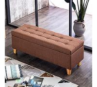 Sgabello per cambiare le scarpe da ingresso con contenitore, panca contenitore imbottita in lino, poggiapiedi moderno per la fine del letto, per soggiorno, camera da letto, marrone chiaro 70
