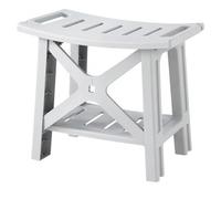 Sgabello per doccia, sedile da bagno in plastica con ripiano drenante | Supporto a X-frame, sedile a fessura, scaffale inferiore per lo stoccaggio e design leggero in plastica