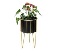 Sgabello per fiori con vaso metallo oro nero rotondo 32-45 cm portafiori