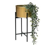 Sgabello per fiori con vaso oro metallo nero 50 cm portafiori porta piante
