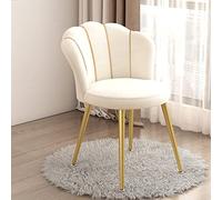 Sgabello per il trucco, Sedia Vanity con Schienale, Sedia da Salotto a Forma di Conchiglia con Gambe in Metallo Dorato, Seduta Imbottita in Tessuto, per Soggiorno/Spogliatoio/Camera da Letto/Home ( Co