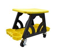Sgabello per La Cura Dell'auto con Supporti per Organizer, Sedile Rotelle, Sedile per Meccanici per Progetti di Lucidatura a Cera, Giallo
