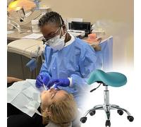 Sgabello per poltrona odontoiatrica, girevole a 360°, ergonomico e regolabile, con ruote, per clinica odontoiatrica, odontoiatria, odontoiatria estetica, bar, estetista (colore: blu)