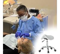 Sgabello per poltrona odontoiatrica, girevole a 360°, ergonomico e regolabile, con ruote, per clinica odontoiatrica, odontoiatria, odontoiatria estetica, bar, estetista (colore: bianco)