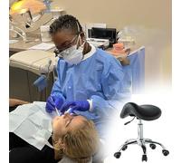 Sgabello per poltrona odontoiatrica, girevole a 360°, ergonomico e regolabile, con ruote, per clinica odontoiatrica, odontoiatria, odontoiatria estetica, bar, estetista (colore: nero)
