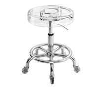 Sgabello per Toeletta Trucco con Ruote Altezza Regolabile da 45 a 55 cm | Sgabello Ergonomico Estetista Cuscino per Seduta in Acrilico per Officina Ufficio Salone(Clear)