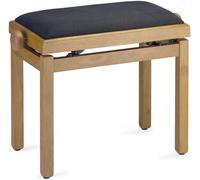 Sgabello Pianoforte Colori Naturali Opaco Con Nero Imbottitura IN Tessuto