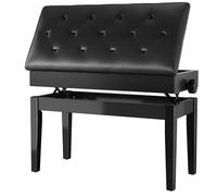 Sgabello Pianoforte Regolabile in Altezza 72x33x58CM, Panca Pianoforte con Spazio di Archiviazione, Sgabello per Pianoforte Carico Massimo 200KG, 4 PCS Gambe Pianoforte Legno Massello, Nero