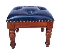 Sgabello piccolo rettangolare in finta pelle ottomana metà secolo in legno massello vintage poggiapiedi cuscino per soggiorno, camera da letto, ingresso, 40 x 30 x 45 cm