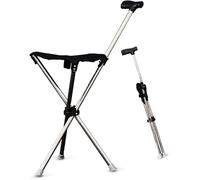 Sgabello pieghevole 2 in 1 per bastone da passeggio - Sedile leggero e portatile per anziani - Bastone da passeggio unisex con treppiedi - Regolabile in lunghezza