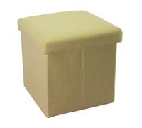 INTIRILIFE Pouf Pieghevole 30x30x30 cm in Verde Primavera - Cassapanca Cubo Contenitore Imbottito de Tessuto a l'Ottica Lino con Coperchio - Ottomane Poggapiedi Sgabello Panca Poltrona