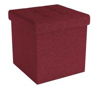 INTIRILIFE Pouf pieghevole 38x38x38 cm in ROSSO GRANATO - Cubo sedile con vano portaoggetti e rivestimento in tessuto con cavità - Cubo sedile contenitore poggiapiedi contenitore pouf pettorale