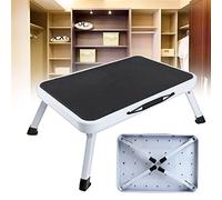 Sgabello pieghevole a 1 gradino, in acciaio, pieghevole, scaletta pieghevole fino a 150 kg, per casa, cucina, ufficio, roulotte