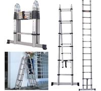 Sgabello Pieghevole A 1 Gradino, Scala Portatile in Acciaio Resistente, Scala Compatta E Leggera per Roulotte E Cucina, capacità di Carico 150 kg. Black+Silver 12 Step(12.5ft A-Frame Ladder)